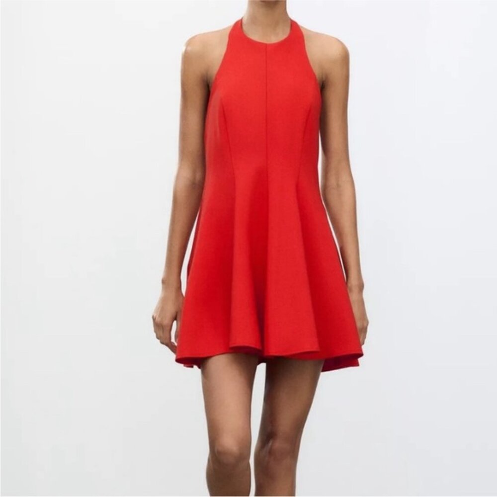 Zara red halter mini dress
